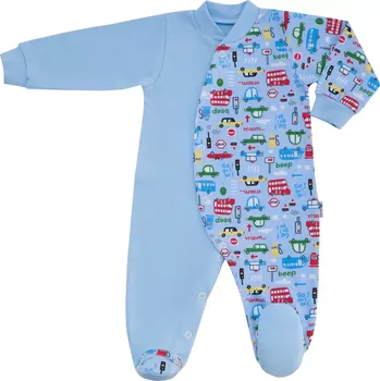 Kojenecký overall ESITO | Kojenecký overal Auto Vroom - modrá / 74