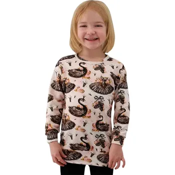 Dívčí tričko ESITO | Dívčí tunika Labutě vel. 86 - 92 - růžová / 86