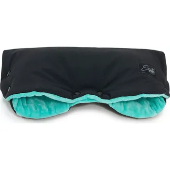 Rukávník ESITO | Rukávník na kočárek Mikroplyš softshell Black / Mint - černá / zelená / 45 x 53 cm