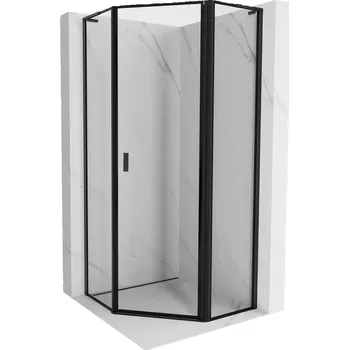 Mexen Mist L pětiúhelníkový sprchový kout pravostranný 80 x 80 cm, černý rám, černá - 8A8L-080-080-70-70-P Sprchové kouty