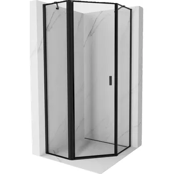 Mexen Mist pětiúhelníkový sprchový kout s výklopnými dveřmi, levý, 100 x 100 cm, černý rám, černý - 8A8-100-100-70-70-L Sprchové kouty