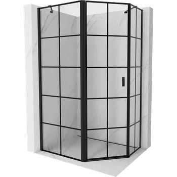 Mexen Mist asymetrická sprchová kabina pětiúhelníková, levá strana 90 x 80 cm, černá mřížka, černá - 8A8-090-080-70-77-L Sprchové kouty