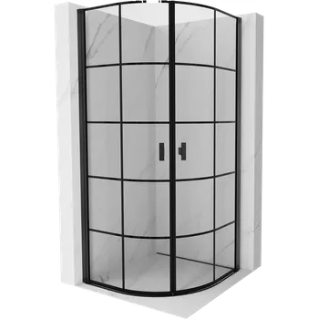 Mexen Mist půlkruhový sprchový kout výklopný 80 x 80 cm, černá mřížka, černá - 8A31-080-080-70-77 Sprchové kouty