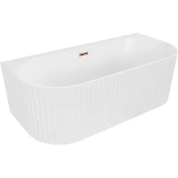 Vana Mexen Sella volně stojící nástěnná vana s drážkováním 170 x 80 cm, bílá matná, přepad z růžového zlata - 52711708001-60 Volně stojící vany