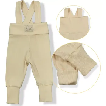 ESITO | Rostoucí žebrované kalhoty s laclem Color Cream - smetanová / 56 - 62