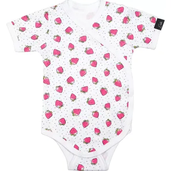 Kojenecký body ESITO | Rostoucí body zavinovací s krátkým rukávem Jahůdka - bílá / 68 - 74