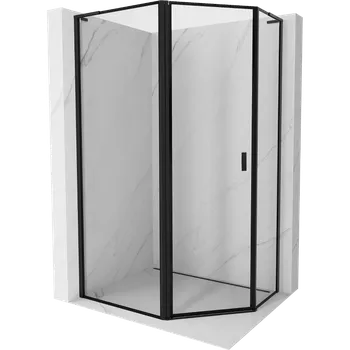 Mexen Mist L pětiúhelníkový asymetrický sprchový kout levý 90 x 80 cm, černý rám, černý - 8A8L-090-080-70-70-L Sprchové kouty
