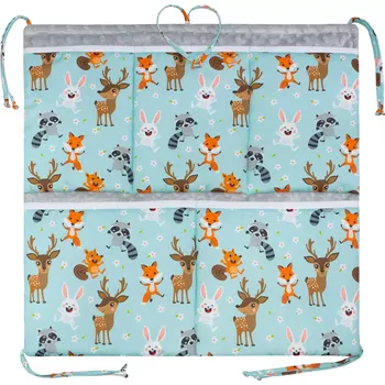 Příslušenství pro dětskou postel a kolébku ESITO | Luxusní kapsář na postýlku Minky Forest - stříbrná / 53 x 53 cm