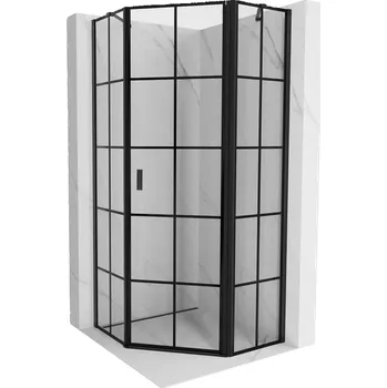 Mexen Mist sprchový kout pětiúhelníkový otevírací pravý 90 x 90 cm, černá mřížka, černý - 8A8-090-090-70-77-P Sprchové kouty