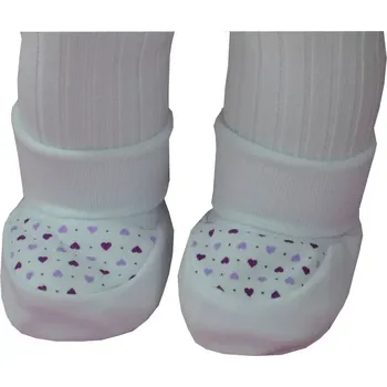 Chlapecké bačkory ESITO | Kojenecké bačkůrky bavlna malé srdce - srdce bílá / fialová