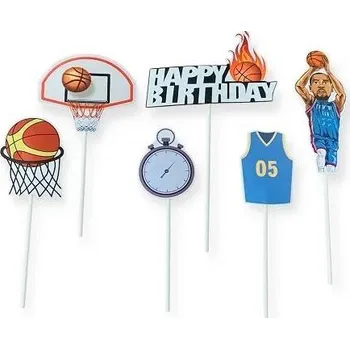 Jedlá dekorace na dort Dortisimo Zápich do dortu Basketbal (6 ks)