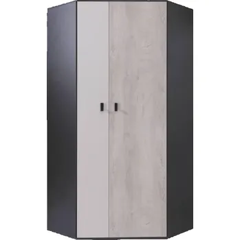 Šatní skříň Rohová skříň do studentského / dětského pokoje Planet - Meblar Černá / Dub / Béžová 90x190 cm