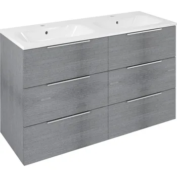 Koupelnový nábytek Sapho CIRASA umyvadlová skříňka 118,4x75x46cm, 3x zásuvka, dub stříbrný CR121-1111-31