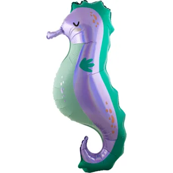Party dekorace Foliový balonek Mořský koník fialový - 38 x 100 cm