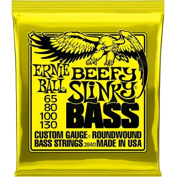 Struna pro kytaru a smyčcový nástroj Ernie Ball 2840 Beefy Slinky Nickel Wound Electric Bass 65-130 + prodloužená záruka 3 roky