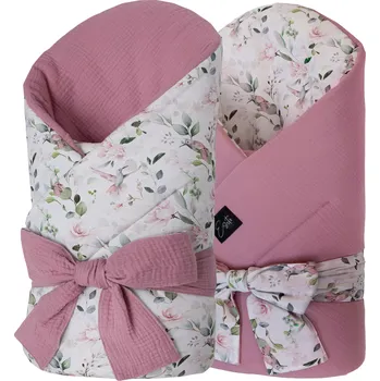 Zavinovačka ESITO | Mušelínová zavinovačka pro miminko Birdie 85x85 cm - růžová / 85 x 85 cm