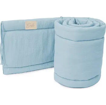 Příslušenství pro dětskou postel a kolébku ESITO | Luxusní mantinel mušelín do postýlky Blue - modrá / 28 x 180 cm