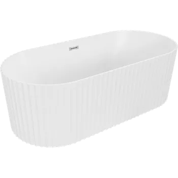 Vana Mexen Paola volně stojící vana rýhovaná 170 x 80 cm, bílá mat, přepad chrom - 52721708001-01 Volně stojící vany