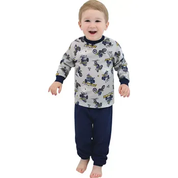 Dívčí pyžamo ESITO | Chlapecké pyžamo Motorky vel. 86 - 110 - na šedé / 86