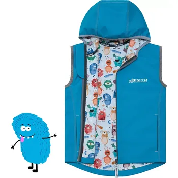 ESITO | Dětská softshellová dvojitá vesta Příšerky vel. 92 - 116 - tyrkysová / 116