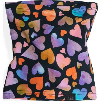 Nákrčník ESITO | Bavlněný nákrčník Barevná srdce - černá / 48