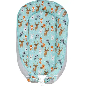 Hnízdečko pro miminko ESITO | Luxusní hnízdo Minky Bamboo Forest - stříbrná / 100 x 65 cm