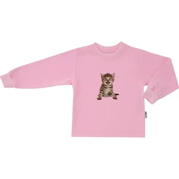 Dívčí tričko ESITO | Dětské tričko dlouhý rukáv Kotě vel. 86 - 92 - růžová / 86