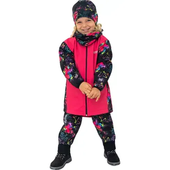 Kojenecká bunda ESITO | Dívčí softshellový kabát Motýl - růžová / 146