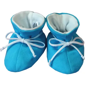 Chlapecké bačkory ESITO | Kojenecké botičky bavlna velké jednobarevné - tyrkysová / 1. ( 2 - 5 měs.)