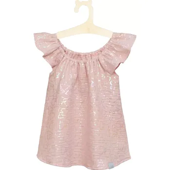 Dívčí šaty ESITO | Dívčí mušelínové šaty Shiny heart - růžová / 86 - 92