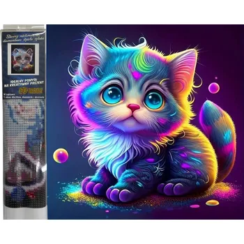 Diamantové malování Diamantové malování 30x40cm Barevný kočičí abstrakt