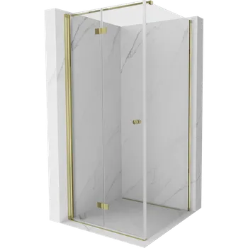 Mexen Mist-F skládací sprchový kout levý 75 x 75 cm, transparentní, zlatý - 8A6T-075-075-50-00-L Sprchové kouty