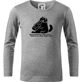 Chlapecké tričko Kdo víno pije a muzice platí - Triko dětské Long Sleeve - 122 cm/6 let ( Tmavě šedý melír )