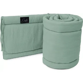 Příslušenství pro dětskou postel a kolébku ESITO | Luxusní mantinel mušelín do postýlky Olive - olivová / 28 x 180 cm