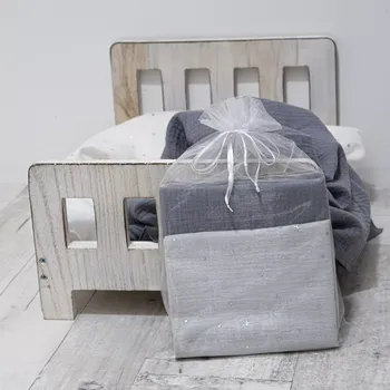 látková plena ESITO | Mušelínové pleny Hvězdička šedá - šedá - šedá / šedá / 70 x 70 cm