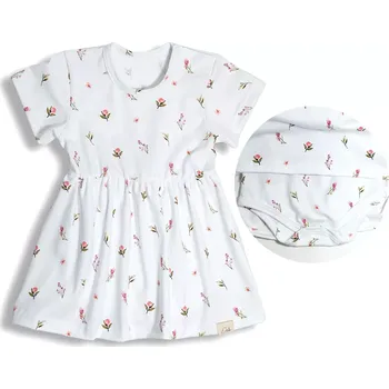 Dívčí šaty ESITO | Body šaty Jemný kvítek - bílá / 62