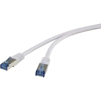 Datový kabel Renkforce RF-4737370 RJ45 síťové kabely, propojovací kabely CAT 6A S/FTP 3.00 m šedá flexibilní provedení, pozlacené kontakty 1 ks