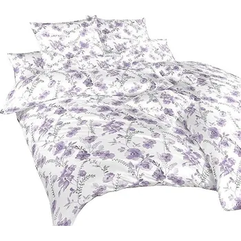 Povlečení Dadka Povlečení krep Kvítí fialové na bílém 140 × 200, 70 × 90 cm