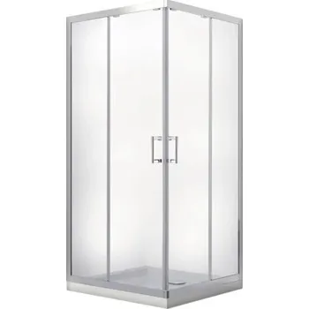 Sprchový kout s rohovým vstupem 90 x 90 cm barva rámu chrom dekor skla přízemní mlha