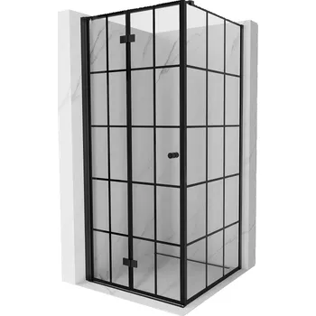 Mexen Mist-F skládací sprchový kout levý 75 x 75 cm, černá mřížka, černý - 8A6T-075-075-70-77-L Sprchové kouty