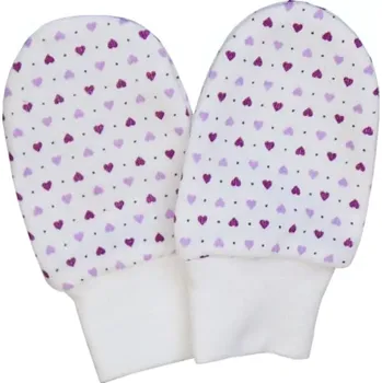 Rukavice ESITO | Rukavice bavlna potisk srdce - srdce bílá / fialová / 62