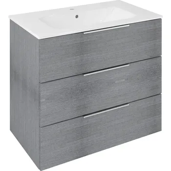 Koupelnový nábytek Sapho CIRASA umyvadlová skříňka 79,8x75x46cm, 3x zásuvka, dub stříbrný CR831-1111