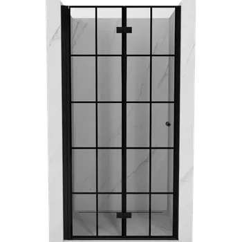 Sprchové dveře Mexen Mist-F skládací sprchové dveře levé 120 cm, černá mřížka, černé - 8A6-120-000-70-77-L Sprchové dveře