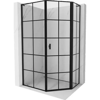 Mexen Mist L asymetrická pentagonální sprchová kabina pravá 90 x 100 cm, černá mřížka, černá - 8A8L-090-100-70-77-P Sprchové kouty