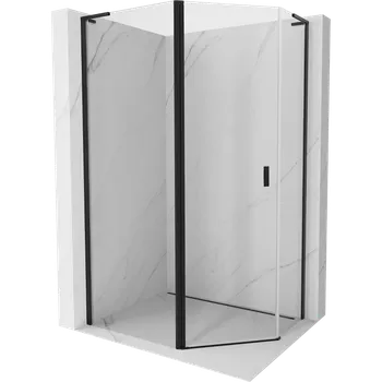 Mexen Mist L asymetrická pětiúhelníková sprchová kabina s otevíráním 100 x 90 cm, transparentní, černá - 8A8L-100-090-70-00 Sprchové kouty