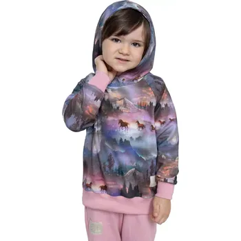 ESITO | Dětská mikina s kapucí Horses - růžová / 122 - 128