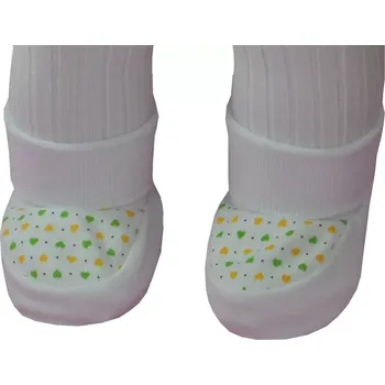 Chlapecké bačkory ESITO | Kojenecké bačkůrky bavlna malé srdce - srdce bílá / zelená