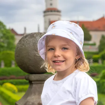 Kojenecká čepice ESITO | Dětský klobouk Kopretina - bílá / L