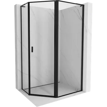 Mexen Mist L pětiúhelníkový asymetrický sprchový kout pravostranný 90 x 80 cm, černý rám, černá - 8A8L-090-080-70-70-P Sprchové kouty