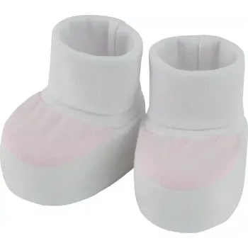 Kojenecké oblečení ESITO | Kojenecké bačkůrky bavlna tkané srdce růžová - růžová / 0 - 3 měsíce